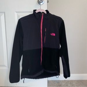 Black North Face women’s fleece jacket with pink details